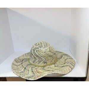 Roxy Multicolor Straw Sun Hat S/M Boho Beach Festival Wide Brim